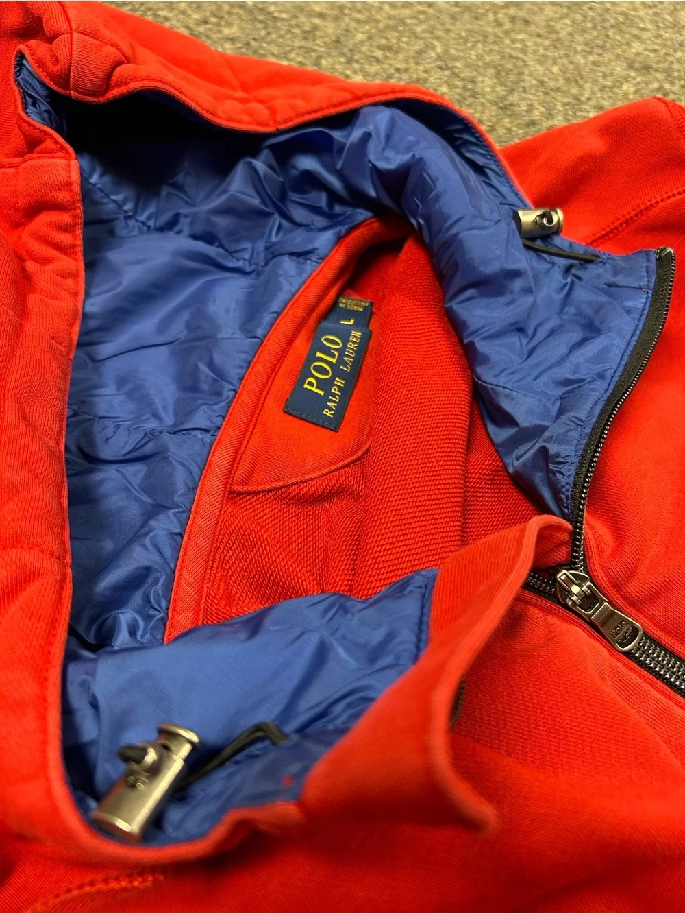 Large vintage Polo Ralph Lauren Red coat/jacket with cookie patch